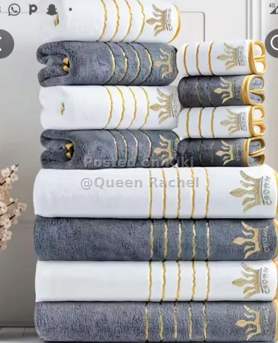 Luxury Black and White Bath Towel Set
